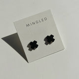 Black Cross Stud Earrings