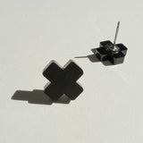 Black Cross Stud Earrings