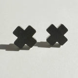 Black Cross Stud Earrings