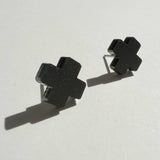 Black Cross Stud Earrings