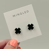 Black Cross Stud Earrings