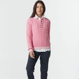 Cable Knit Polo Fondant Pink