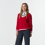 Harvest V Neck Jumper Poinsettia/White