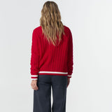 Harvest V Neck Jumper Poinsettia/White