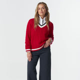 Harvest V Neck Jumper Poinsettia/White