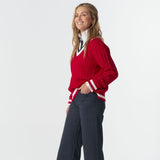 Harvest V Neck Jumper Poinsettia/White