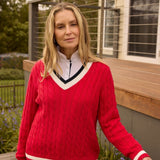 Harvest V Neck Jumper Poinsettia/White