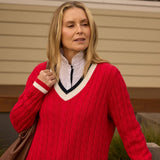 Harvest V Neck Jumper Poinsettia/White