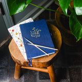 Embossed Linen Cover Sketchbook Navy Blue
