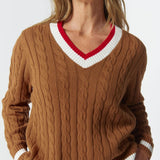 Harvest V Neck Jumper Fox/White