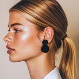 Boulder - Black Clip On Earrings