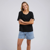 Curtis Woven Tee Black