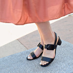 Brandi Black by Chrissie | Womens Heels by outside backdrop leather upper