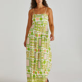 Emmett Maxi Dress Green Shell Patchwork