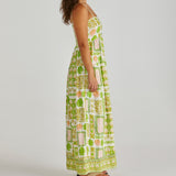 Emmett Maxi Dress Green Shell Patchwork