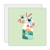 Floral with Blue Wren - Greeting Card