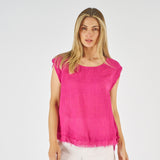 Gemma Linen Top Hot Pink