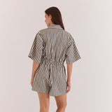 Ingrid Tie Waist Playsuit Black Cream