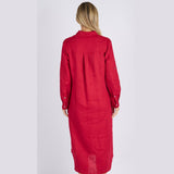 Miranda Linen Shirt Dress Crimson