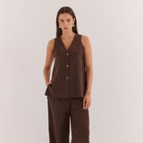 Nevra Side Panel Vest Chocolate