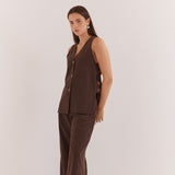 Nevra Side Panel Vest Chocolate
