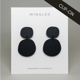 Boulder - Black Clip On Earrings
