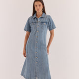 Kara Denim Midi Dress 90's Blue