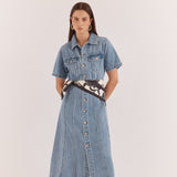 Kara Denim Midi Dress 90's Blue