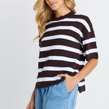 Libby Boxy Top Chocolate Stripe
