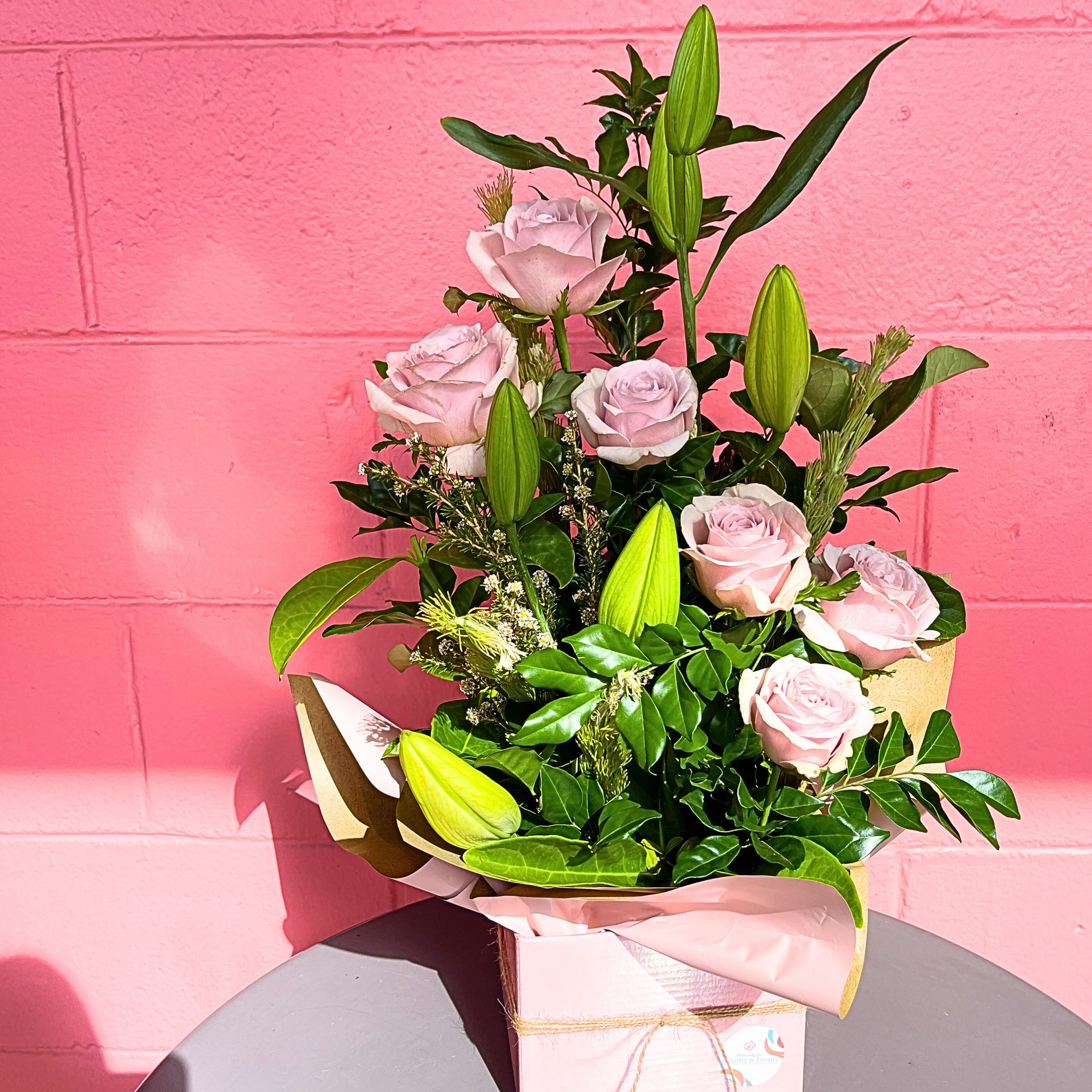 Lillies and Pink Roses Arrangement
