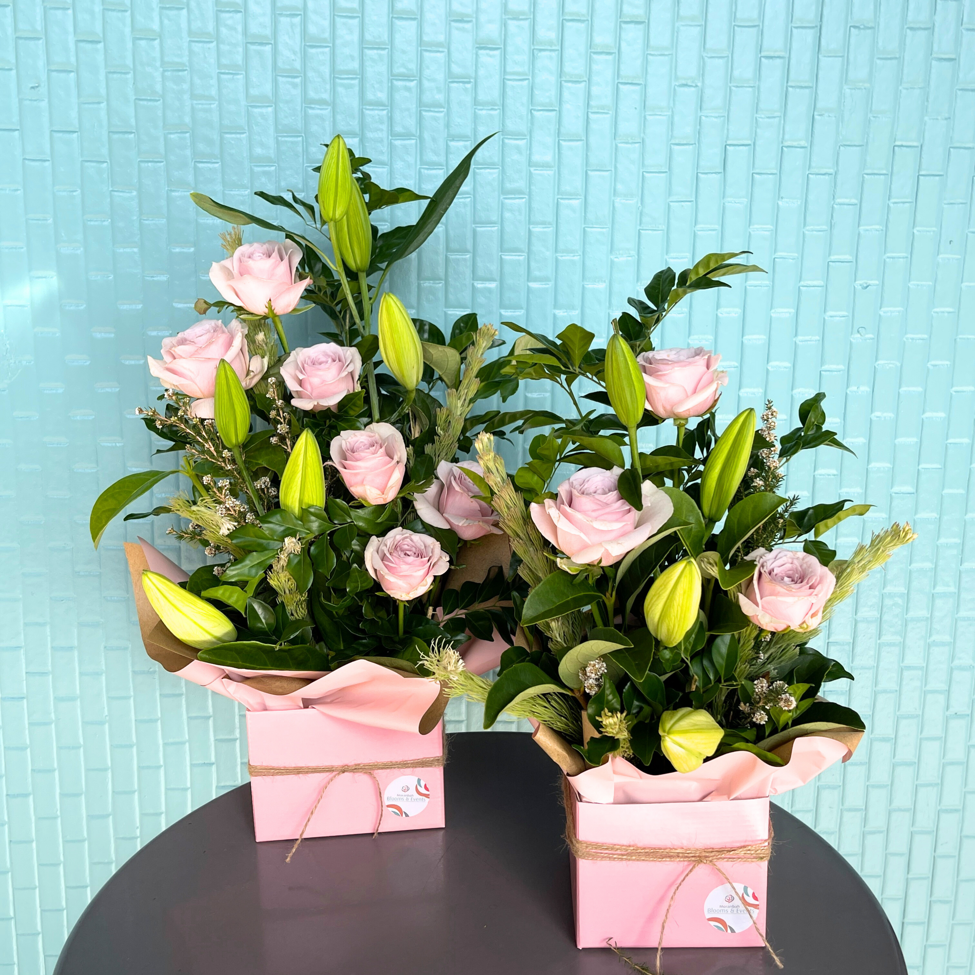 Lillies and Pink Roses Arrangement